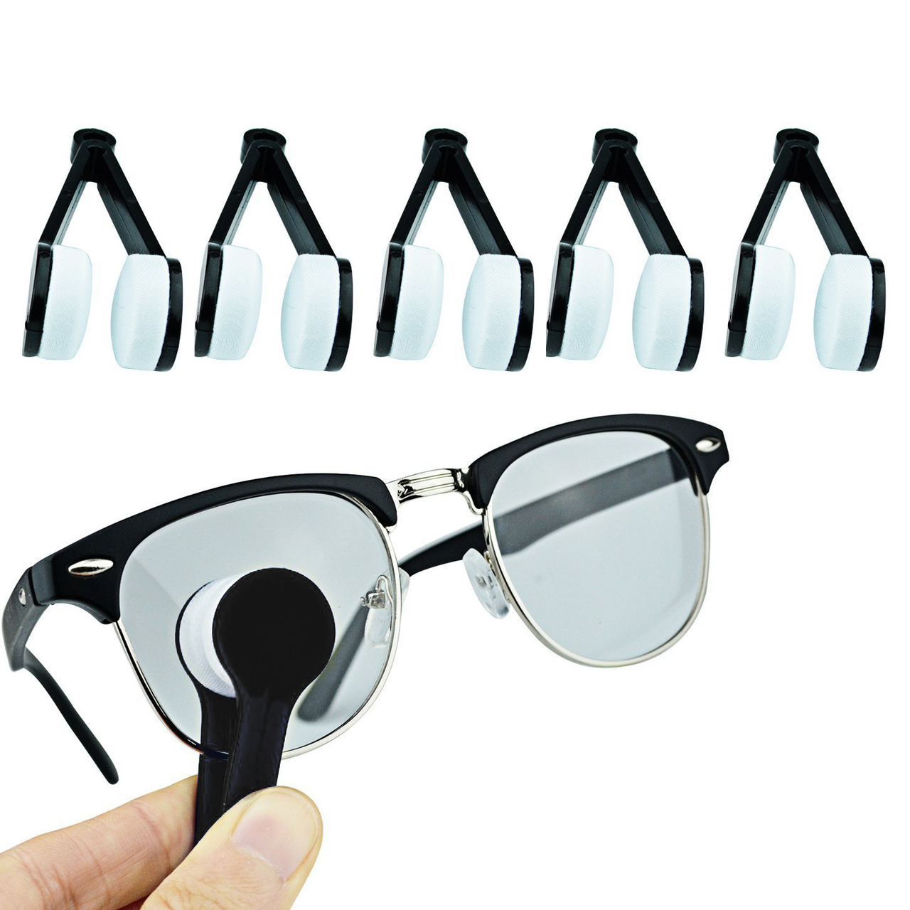 Eyeglass Microfiber Cleaning Tools, 6 Pack, Black